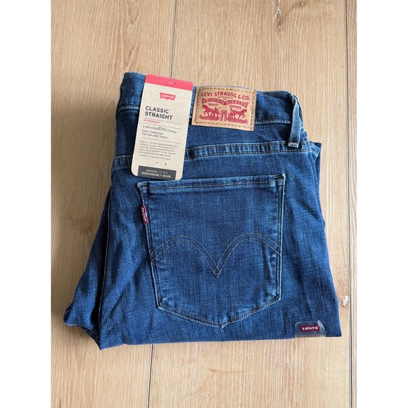 Levi's Denim - Levis Classic Straight Hypersoft Mid Rise Jeans Blue Medium Wash size 10 W30 L30